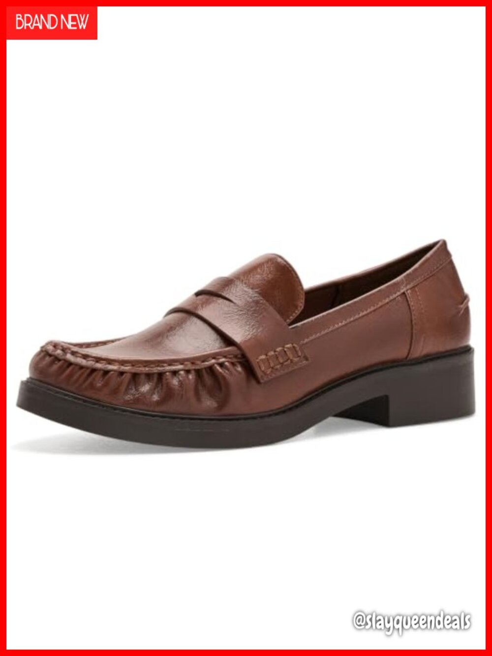 Theyo Penny Strap Moc Toe Block Heel Loafers Pull-On Comfort Shoe